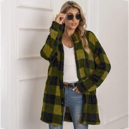 Plaid Fleece Breasted