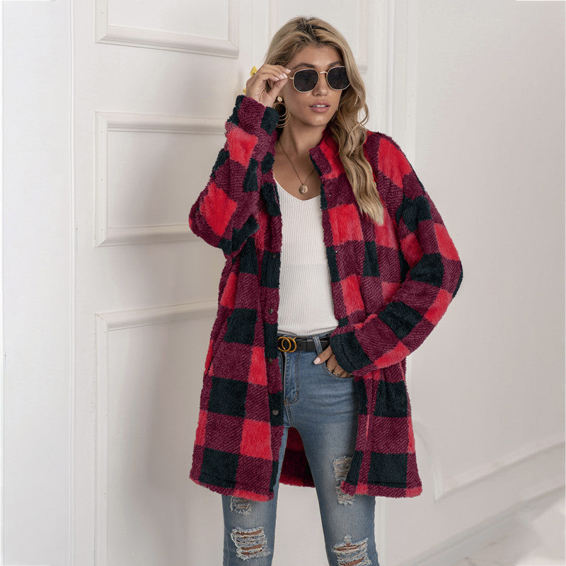 Plaid Fleece Breasted