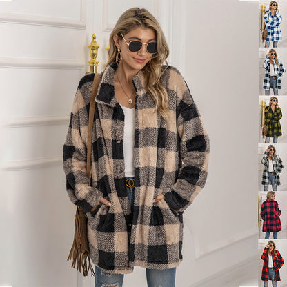 Plaid Fleece Breasted