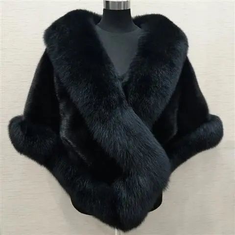 Imitated Mink Fox Fur Cape Coat