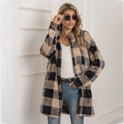 Plaid Fleece Breasted